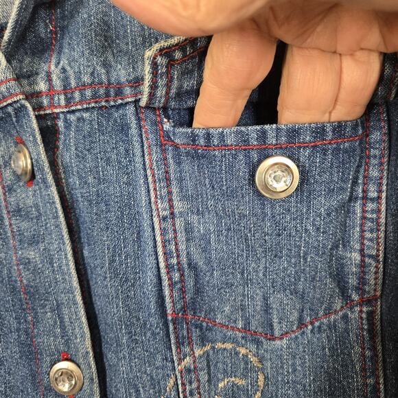 VTG Bleu Bayou Blue Denim Jacket sz M Snowman Winter Holiday Christmas Cotton - Picture 4 of 16